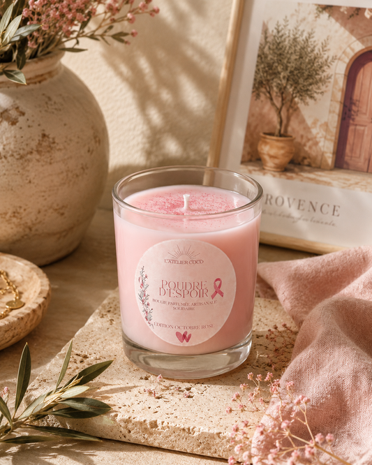 Bougie solidaire "POUDRE D'ESPOIR" - EDITION OCTOBRE ROSE 🎗️🩷